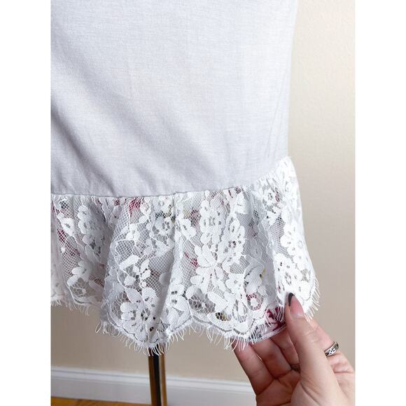 NEW Women's Gray Lace Trim Sleeveless Tank Top Large Lace Tunic Swim Coverup - Picture 3 of 6